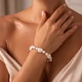 925 Sterling Silver Natural Freshwater Baroque Pearl Beaded Bracelet, 14K Gold Plated 3