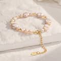 925 Sterling Silver Natural Freshwater Baroque Pearl Beaded Bracelet, 14K Gold Plated 4