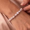 925 Sterling Silver Baroque Freshwater Pearl Bracelet, Irregular Pink Pearl Elastic Stretch 3