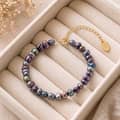 Natural Peacock Black Baroque Freshwater Pearl Bracelet, 925 Sterling Silver Daily Jewelry 1