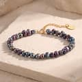 Natural Peacock Black Baroque Freshwater Pearl Bracelet, 925 Sterling Silver Daily Jewelry 2