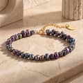 Natural Peacock Black Baroque Freshwater Pearl Bracelet, 925 Sterling Silver Daily Jewelry 4