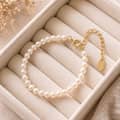 925 Sterling Silver 3.5-4mm Natural Freshwater Pearl Beaded Adjustable Bracelet 1