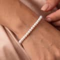 925 Sterling Silver 3.5-4mm Natural Freshwater Pearl Beaded Adjustable Bracelet 2