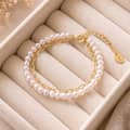 Double Layer Natural Freshwater Pearl Bracelet, 925 Sterling Silver Paperclip Link Chain 1