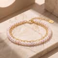 Double Layer Natural Freshwater Pearl Bracelet, 925 Sterling Silver Paperclip Link Chain 4