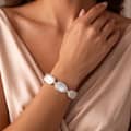 925 Sterling Silver Gold Plated Irregular Baroque Freshwater Pearl Adjustable Chain Bracelet 3