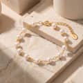 14K Gold Plated 925 Sterling Silver 5-6mm Natural Freshwater Pearl Adjustable Link Bracelet, Elegant 1
