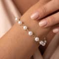 14K Gold Plated 925 Sterling Silver 5-6mm Natural Freshwater Pearl Adjustable Link Bracelet, Elegant 2