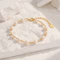 14K Gold Plated 925 Sterling Silver 5-6mm Natural Freshwater Pearl Adjustable Link Bracelet, Elegant 6