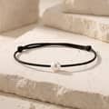 7-8mm Natural Freshwater Single Pearl Black Wax Rope Adjustable Minimalist Wrist Bracelet 3