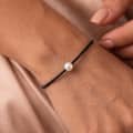 7-8mm Natural Freshwater Single Pearl Black Wax Rope Adjustable Minimalist Wrist Bracelet 4