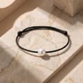 7-8mm Natural Freshwater Single Pearl Black Wax Rope Adjustable Minimalist Wrist Bracelet 5