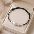 Adjustable Black Braided Rope Natural Freshwater Pearl Bracelet, Minimalist Casual Daily Wear 1