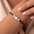 Adjustable Black Braided Rope Natural Freshwater Pearl Bracelet, Minimalist Casual Daily Wear 2