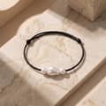 Adjustable Black Braided Rope Natural Freshwater Pearl Bracelet, Minimalist Casual Daily Wear 3