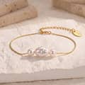925 Sterling Silver 14K Gold Plated Baroque Freshwater Pearl Bamboo Chain Adjustable Bracelet 2