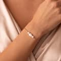 925 Sterling Silver 14K Gold Plated Baroque Freshwater Pearl Bamboo Chain Adjustable Bracelet 3