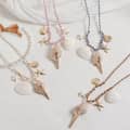 Fashion Waterproof Cotton String Ocean Sealife Choker With Big Gold Foiled Spiral Conch Scallop Shell Charm Necklace 1