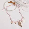 Fashion Waterproof Cotton String Ocean Sealife Choker With Big Gold Foiled Spiral Conch Scallop Shell Charm Necklace 4