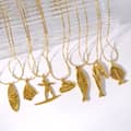 Fashion No Rust 18K Gold Stainless Steel Ocean Animal Choker Dainty Waterproof Crab Surfboard Fishbone Dolphin Pendant Necklace 1