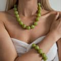 Bohemian Multicolor Acrylic Beaded Necklace, Stainless Steel Chain Chunky Statement 2
