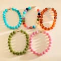Bohemian Multicolor Acrylic Beaded Necklace, Stainless Steel Chain Chunky Statement 3
