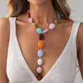 Bohemian Irregular Acrylic Bead Y Drop Necklace, Stainless Steel Colorful Chunky Statement 2