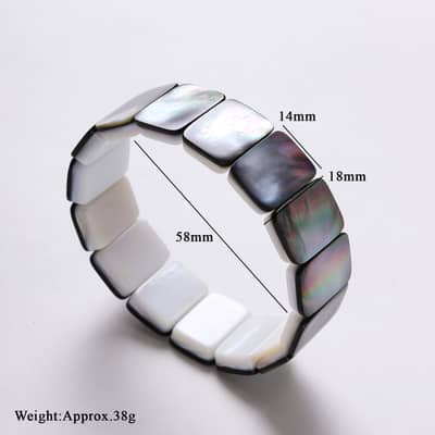 Rectangle Natural Shell Elastic Bracelet Multicolor Mother of Pearl Shell Bangle Daily Wear detail 6