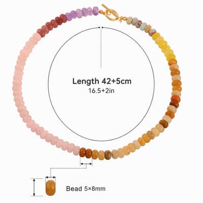 Bohemian Natural Stone Beaded Choker Necklace, Gold Toggle Clasp Summer Beach Vacation detail 3