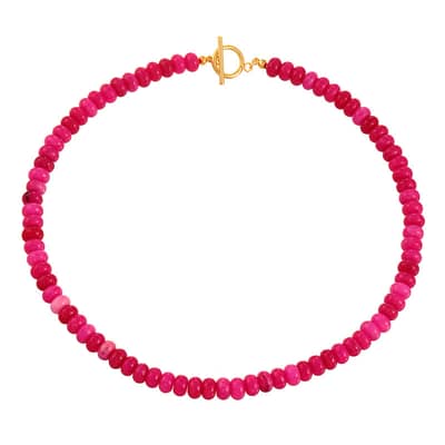 Bohemian Natural Stone Beaded Choker Necklace, Gold Toggle Clasp Summer Beach Vacation detail 6
