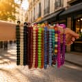 Non-Fading Acrylic Bead Necklace, Colorful Bohemian Layered PVD 2