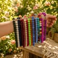 Non-Fading Acrylic Bead Necklace, Colorful Bohemian Layered PVD 3