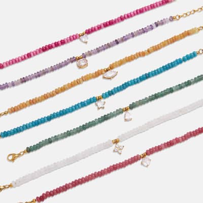 INS Style Natural Stone Beaded Bracelet Zircon Charm Waterproof Stainless Steel Bracelet Party Gift detail 1
