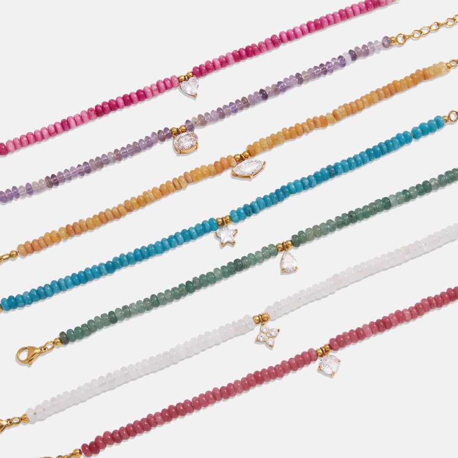 INS Style Natural Stone Beaded Bracelet Zircon Charm Waterproof Stainless Steel Bracelet Party Gift - main