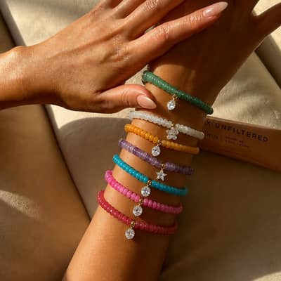 INS Style Natural Stone Beaded Bracelet Zircon Charm Waterproof Stainless Steel Bracelet Party Gift detail 2
