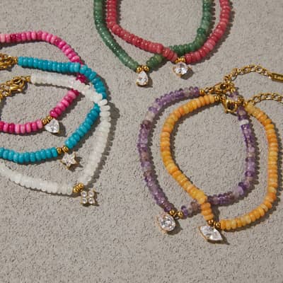 INS Style Natural Stone Beaded Bracelet Zircon Charm Waterproof Stainless Steel Bracelet Party Gift detail 4
