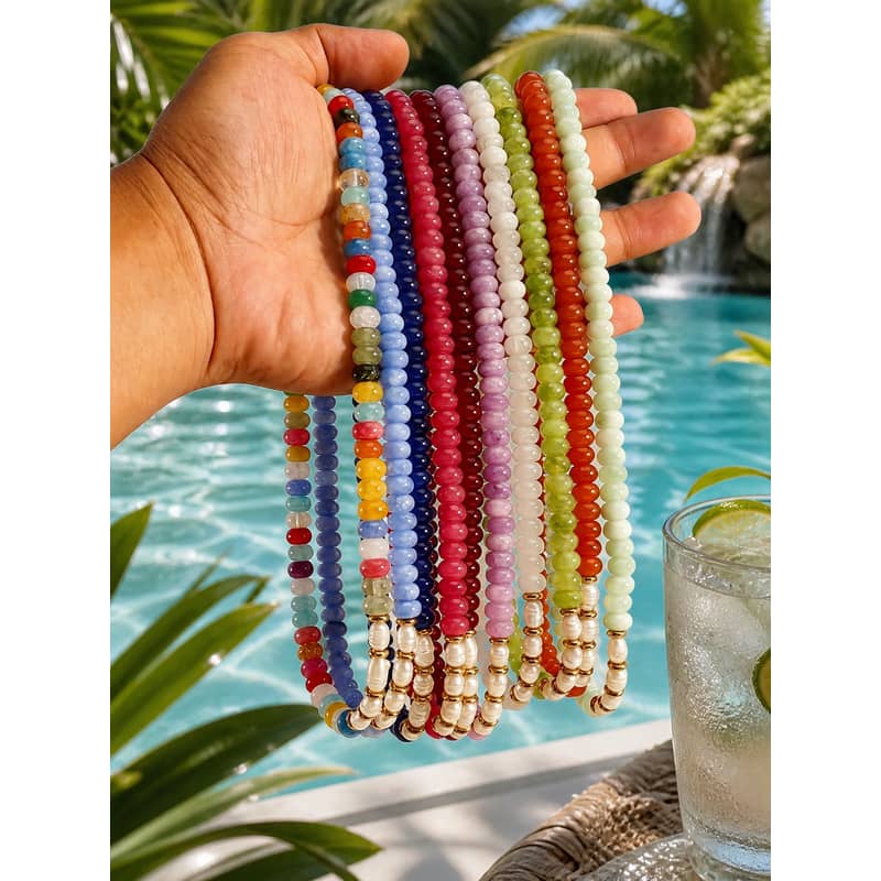 Natural Pearl Beaded Necklace, Real Pearl Non-Fading PVD Coated Waterproof - main
