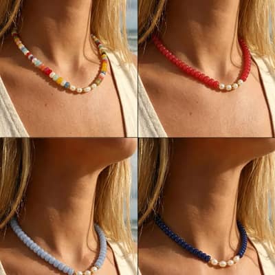 Natural Pearl Beaded Necklace, Real Pearl Non-Fading PVD Coated Waterproof detail 4