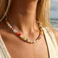 Natural Pearl Beaded Necklace, Real Pearl Non-Fading PVD Coated Waterproof 6