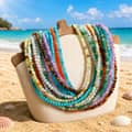 Natural Gemstone Faceted Beaded Necklace, Bohemian Summer Beach PVD Non-Fading 1