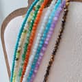 Natural Gemstone Faceted Beaded Necklace, Bohemian Summer Beach PVD Non-Fading 3