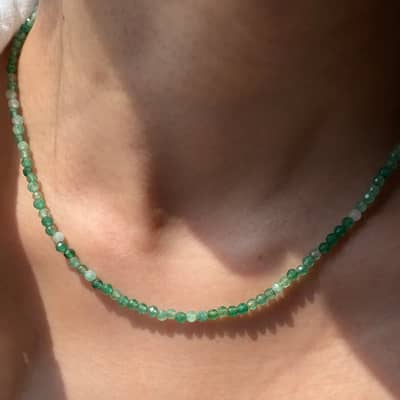 Natural Gemstone Faceted Beaded Necklace, Bohemian Summer Beach PVD Non-Fading detail 5