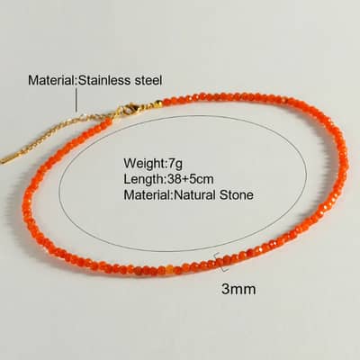 Natural Gemstone Faceted Beaded Necklace, Bohemian Summer Beach PVD Non-Fading detail 6