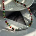 Natural Stone Colorful Beaded Necklace, Irregular Baroque Pearl Boho Chic Summer Beach 4