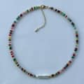 Natural Stone Colorful Beaded Necklace, Irregular Baroque Pearl Boho Chic Summer Beach 6