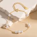 925 Sterling Silver Freshwater Pearl Bracelet, Natural Pearls Gold Plated Chain 2