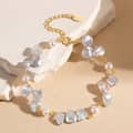 925 Silver Baroque Freshwater Pearl Bracelet, Irregularity Pearls 14K Gold Plated Adjustable 1