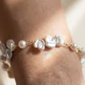 925 Silver Baroque Freshwater Pearl Bracelet, Irregularity Pearls 14K Gold Plated Adjustable 5