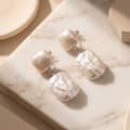 925 Sterling Silver Square Baroque Natural Freshwater Pearl Drop Dangle Earrings 2